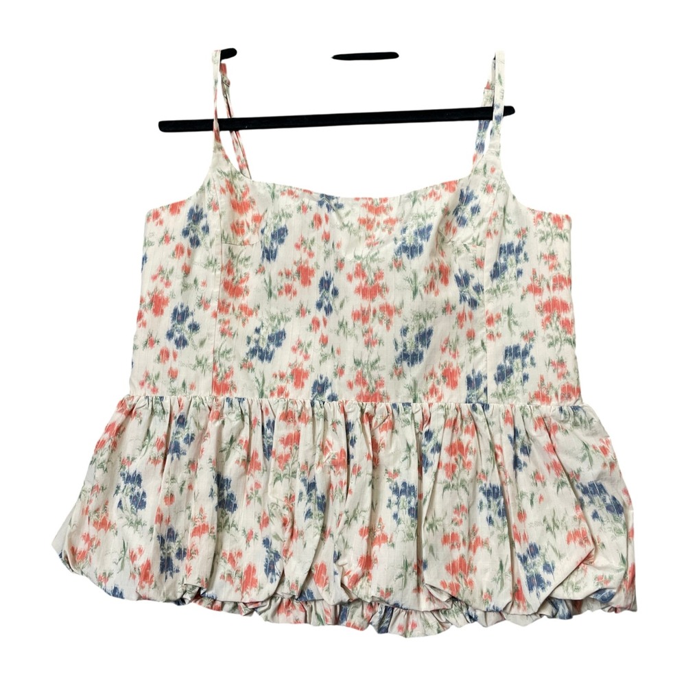 Rebecca Taylor 6 Cami Emma Floral Watercolor Print Bubble Peplum Hem Lined